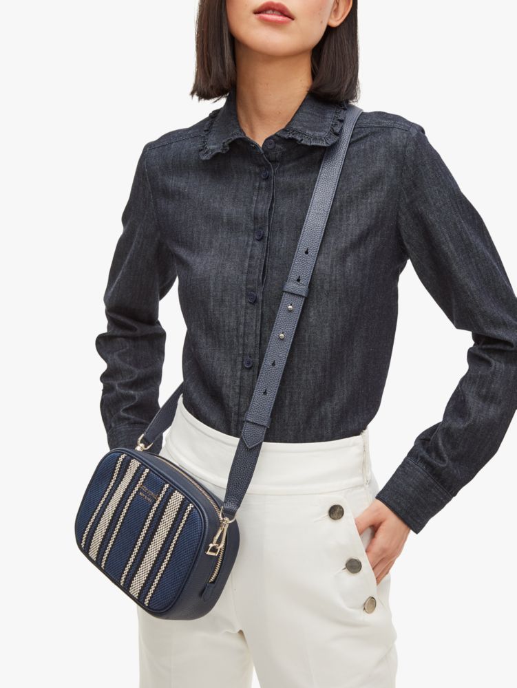 Kate Spade,astrid canvas stripe medium crossbody,crossbody bags,Medium,Blazer Blue Multi