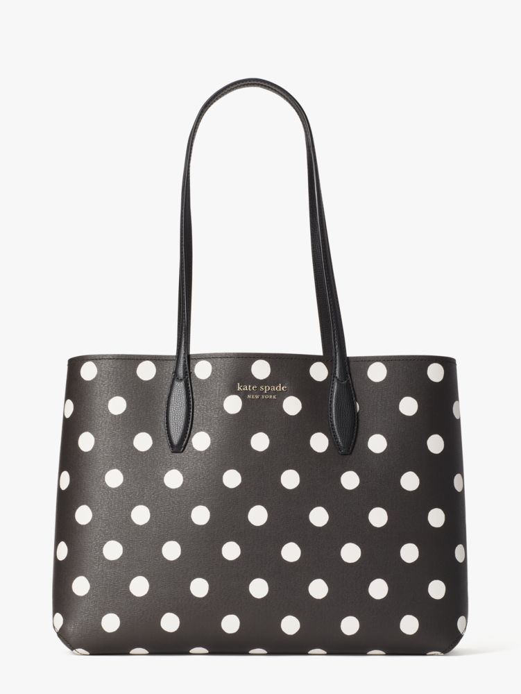 KATE SPADE CANVAS BOOK TOTE IN GOLD DOT