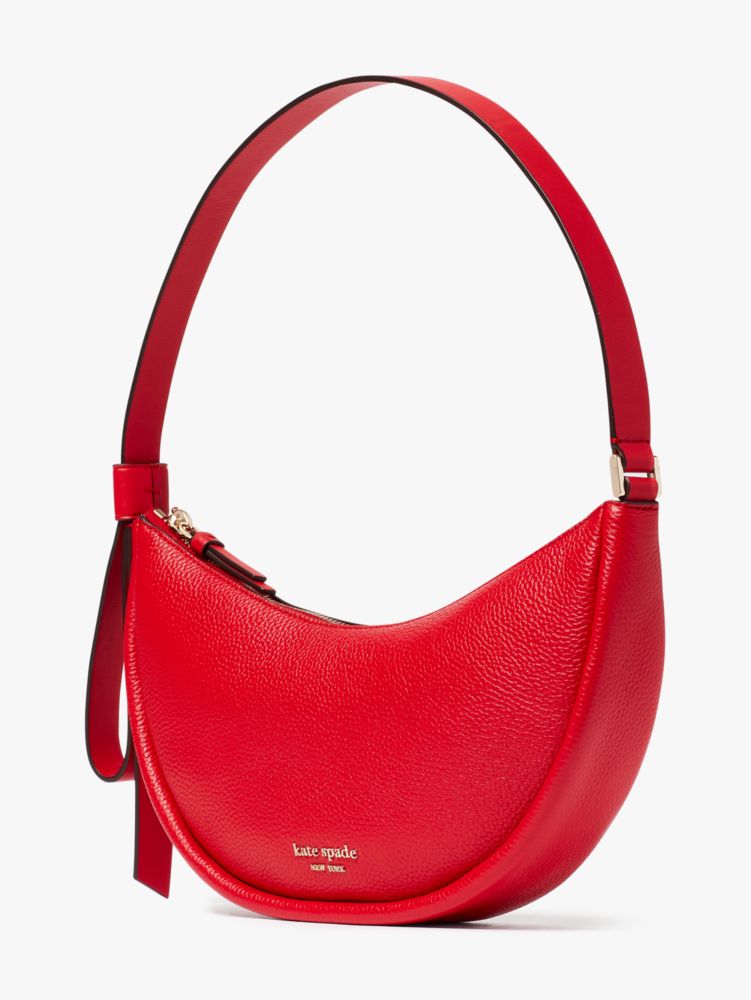 kate spade new york Smile Croc Embossed Leather Small Crescent Shoulder Bag