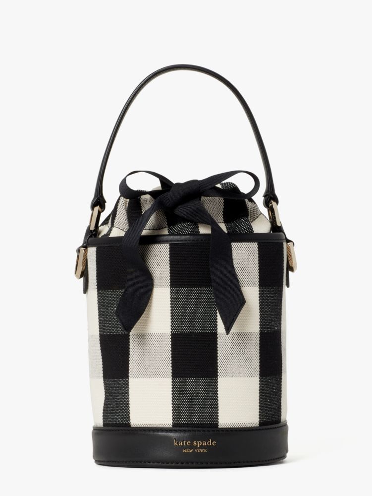 Black Multi Picnic Gingham Small Bucket Bag