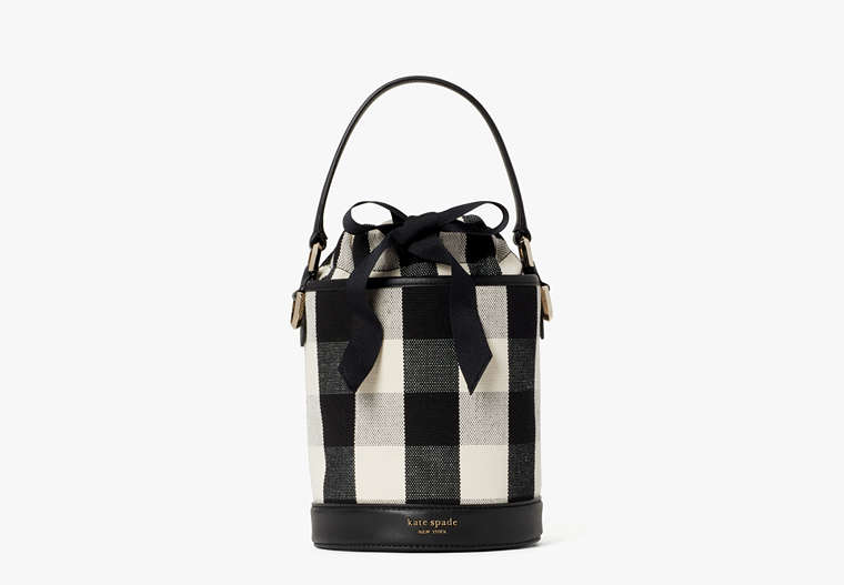 Kate Spade,picnic gingham small bucket bag,crossbody bags,Small,Black Multi