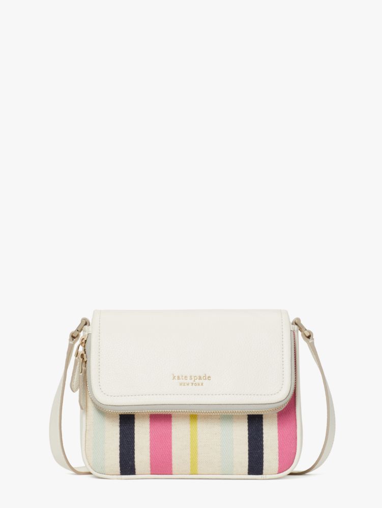 Kate Spade,run around stripe large flap crossbody,crossbody bags,Large,Multi