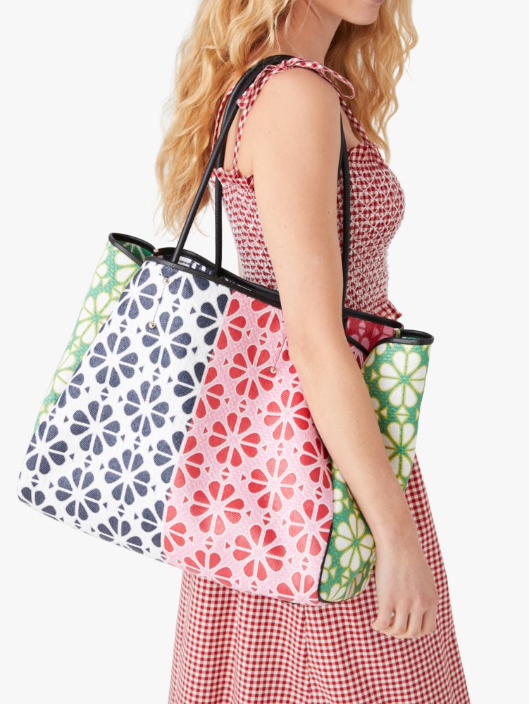 Kate Spade,spade flower raffia everything extra-large tote,tote bags,Extra Large,Multi