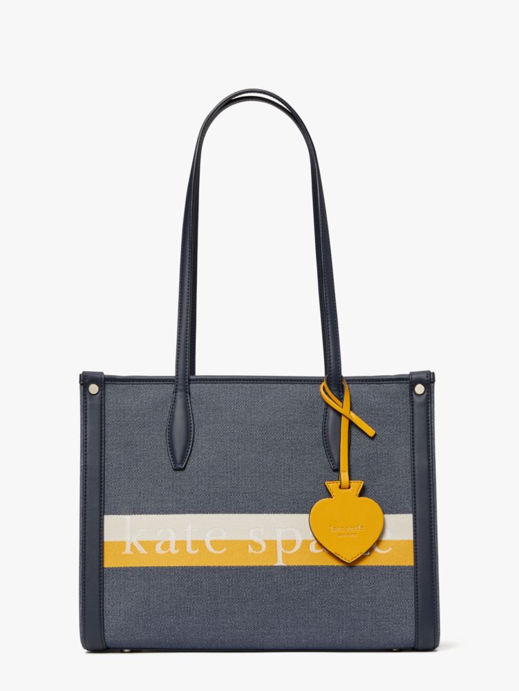 UhfmrShops, Kate Spade logo-plaque striped tote bag