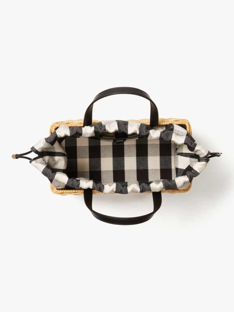 Kate Spade,Sam Gingham Wicker Medium Satchel,