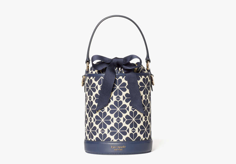 Spade Flower Jacquard Picnic Small Bucket Bag, Blue Multi, Product