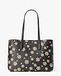 Kate Spade,all day daisy dots large tote,tote bags,Large,Black Multi