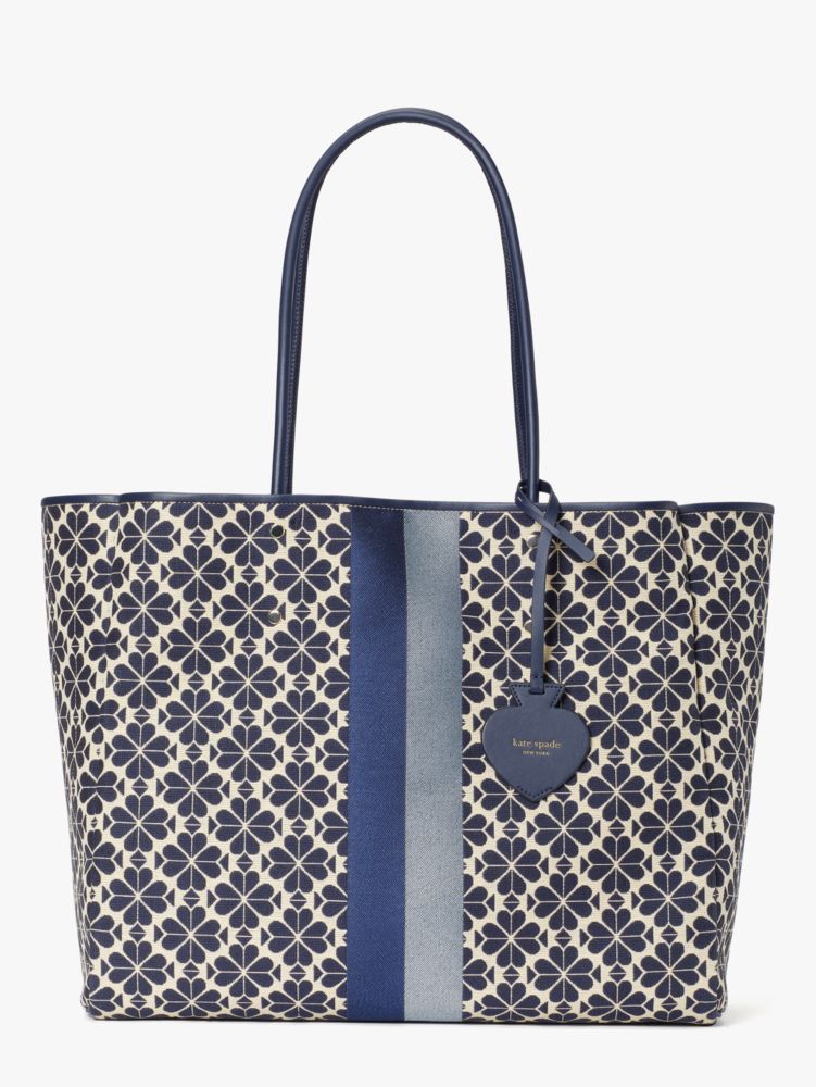 Oversized Spade Flower Jacquard Stripe Manhattan Large Tote