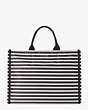 Kate Spade,the little better sam stripe large tote,tote bags,Large,Black/Clotted Cream