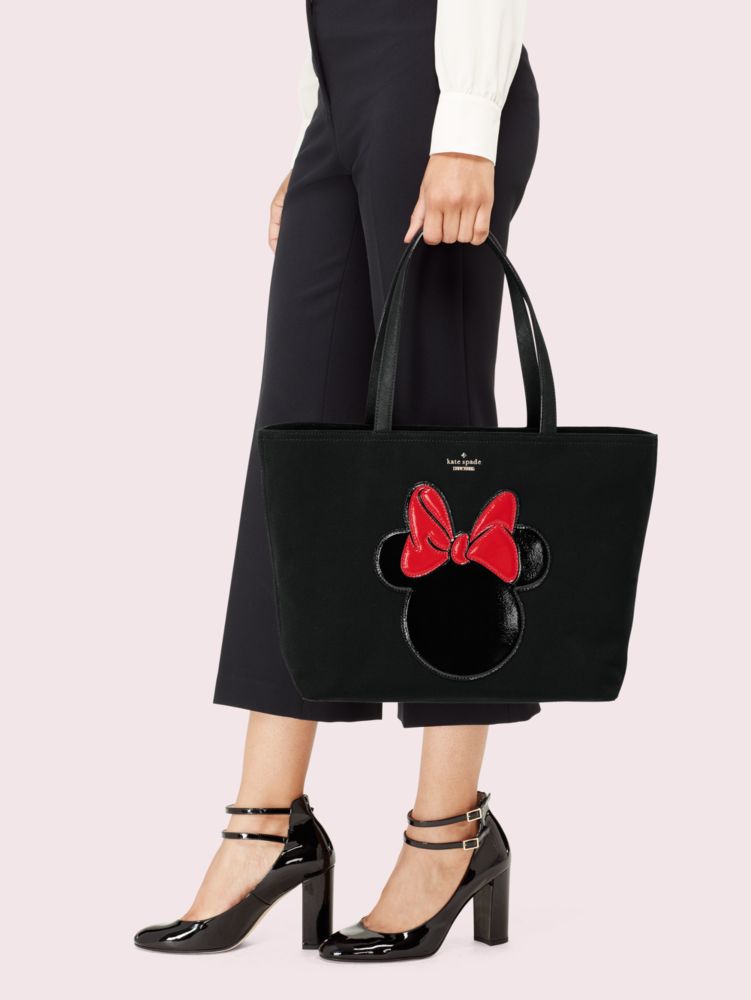 Kate Spade,kate spade new york x minnie mouse francis,tote bags,Black / Glitter