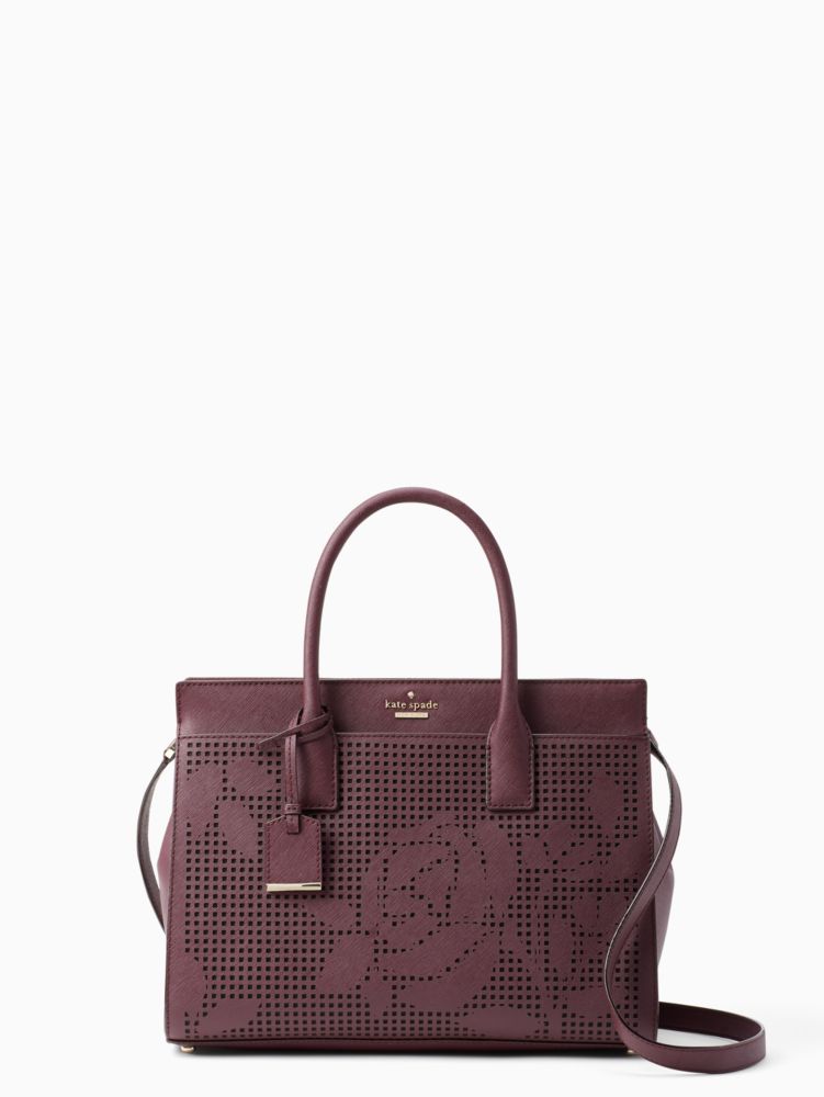 Kate Spade,cameron street perforated candace satchel,satchels,Deep Plum