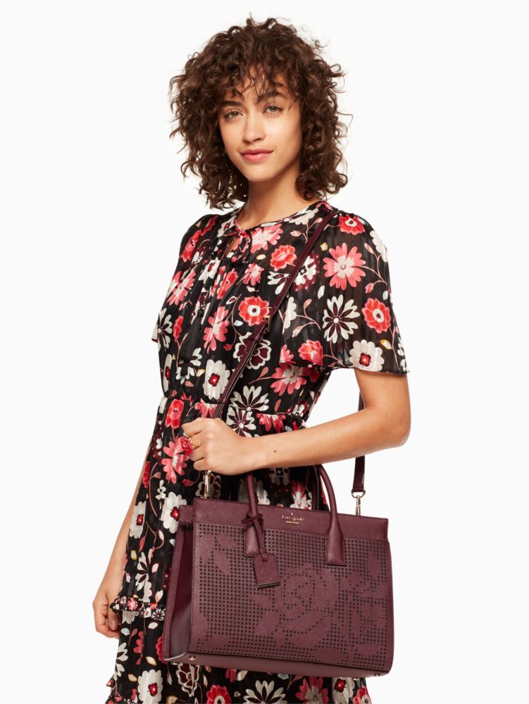 Kate Spade,cameron street perforated candace satchel,satchels,Deep Plum