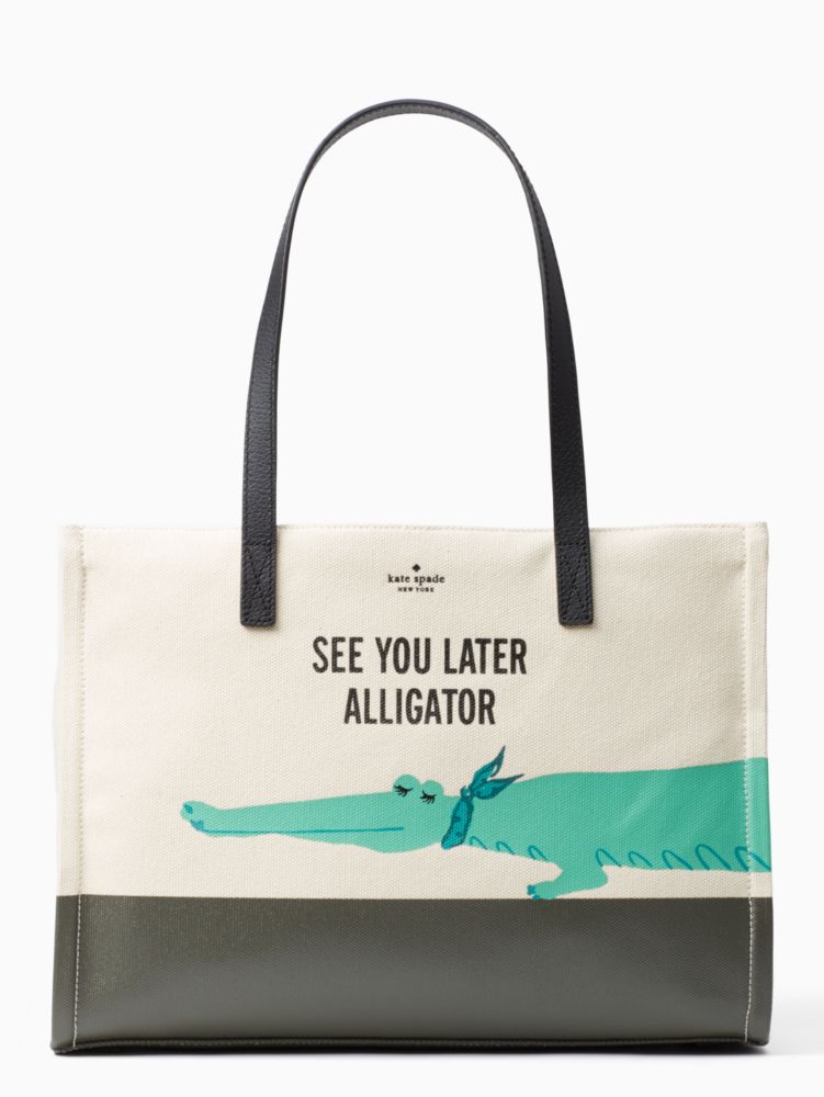 Kate Spade,Swamped Alligator Canvas Mega Original Bag,
