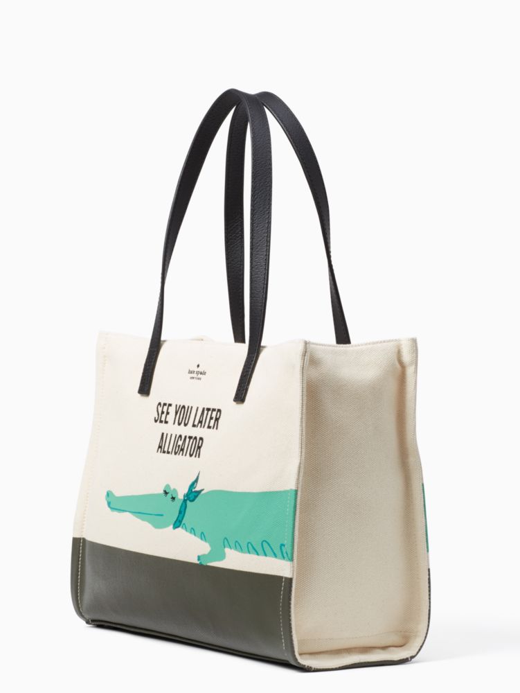 Kate Spade,Swamped Alligator Canvas Mega Original Bag,