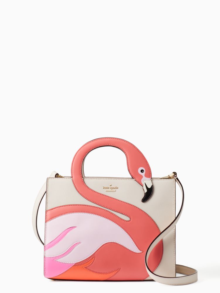 Kate Spade,by the pool flamingo original bag,Natural / Green