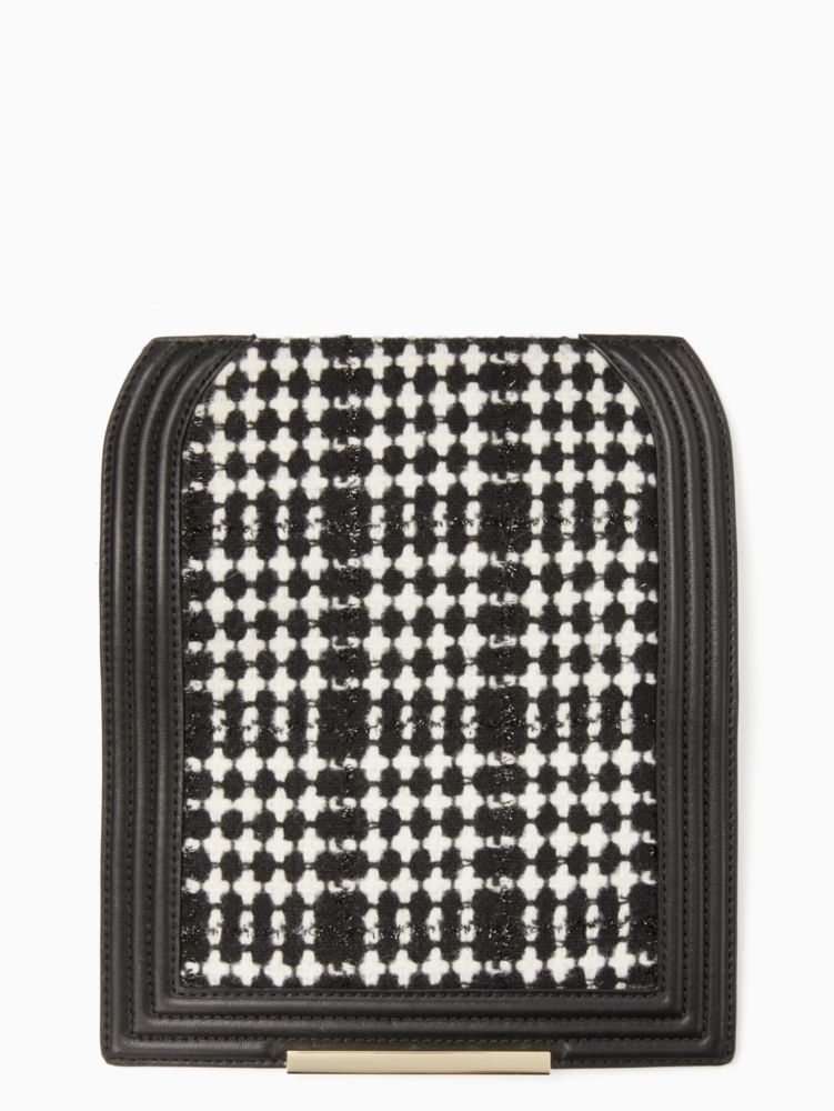 Black White Make It Mine Reese Tweed boucle Flap