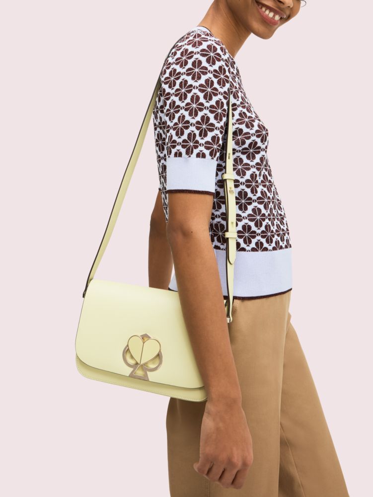 Kate Spade,nicola twistlock medium shoulder bag,shoulder bags,Lemon Sorbet