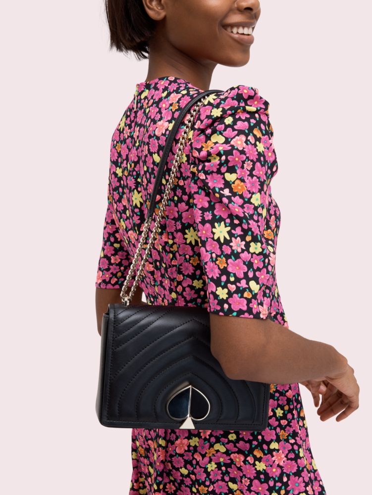 Kate Spade,amelia medium convertible chain shoulder bag,shoulder bags,Black / Glitter