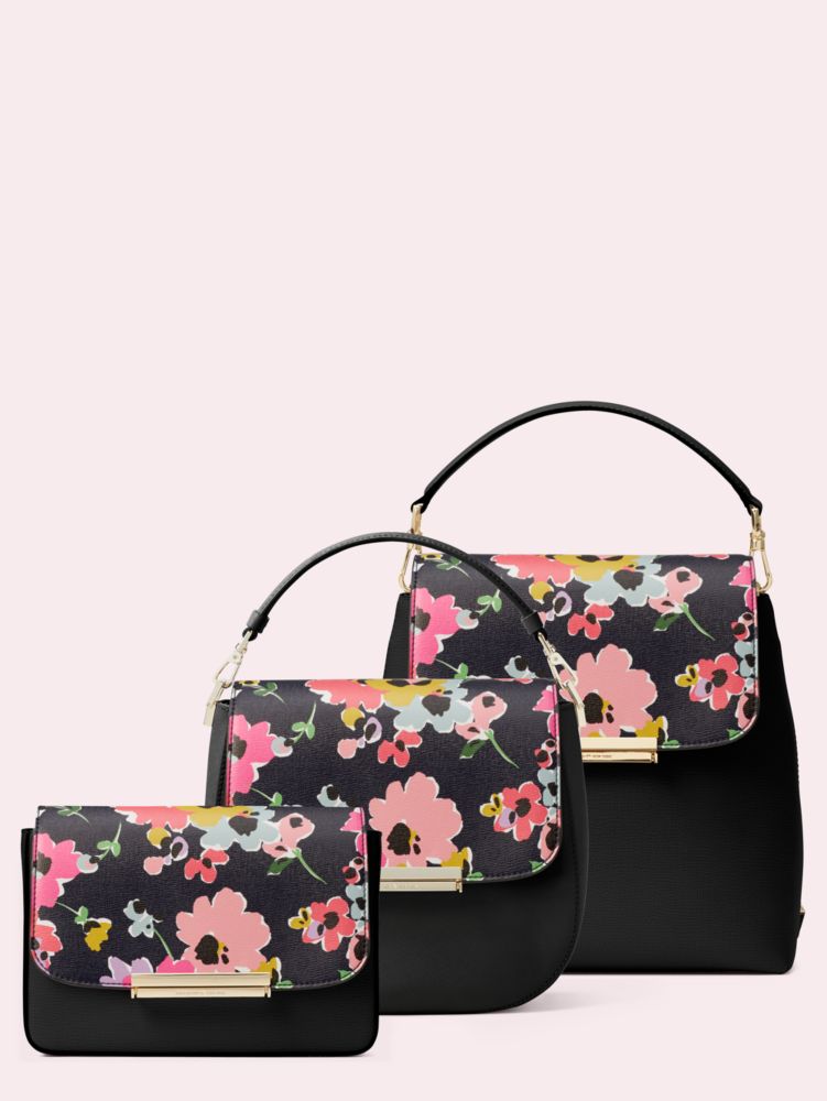 Kate Spade,heritage make it mine floral flap,bag accessories,Navy Multi