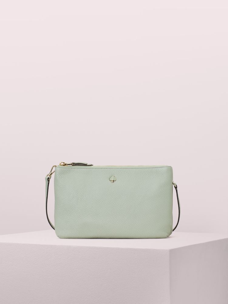 Kate Spade,polly medium double gusset crossbody,Light Pistachio