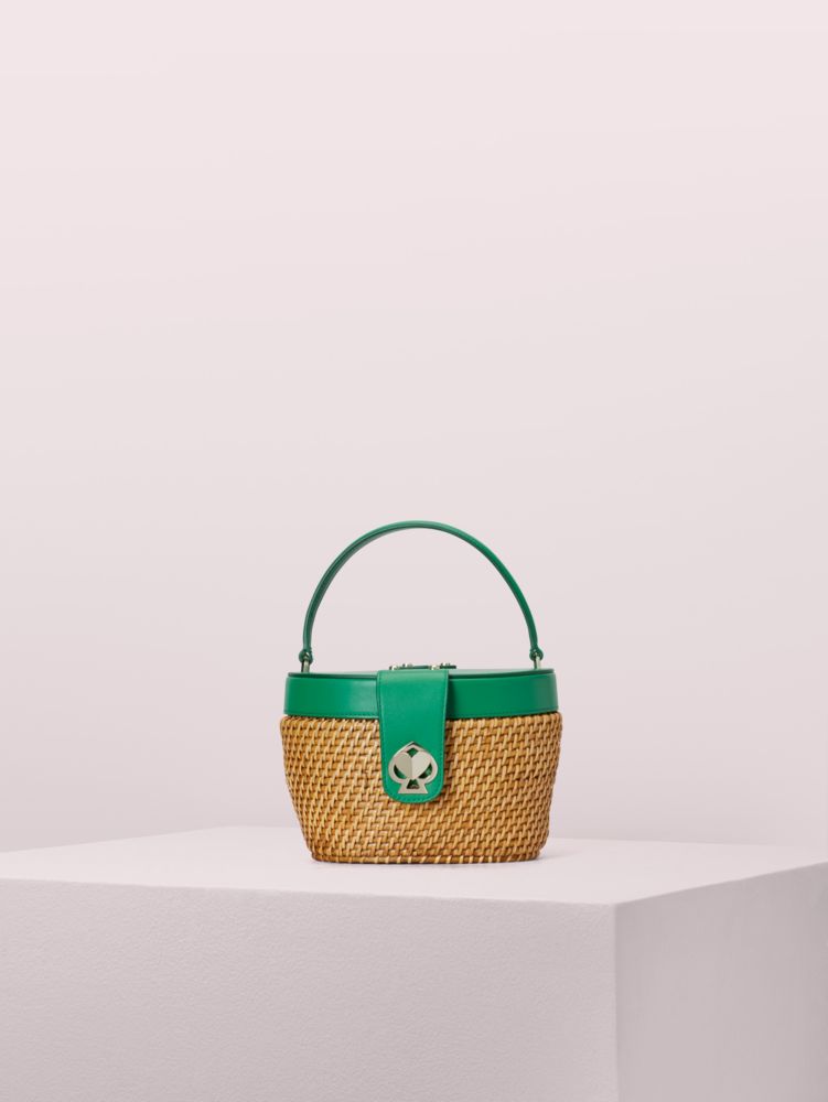 Kate Spade,rose medium top handle basket bag,Green Bean