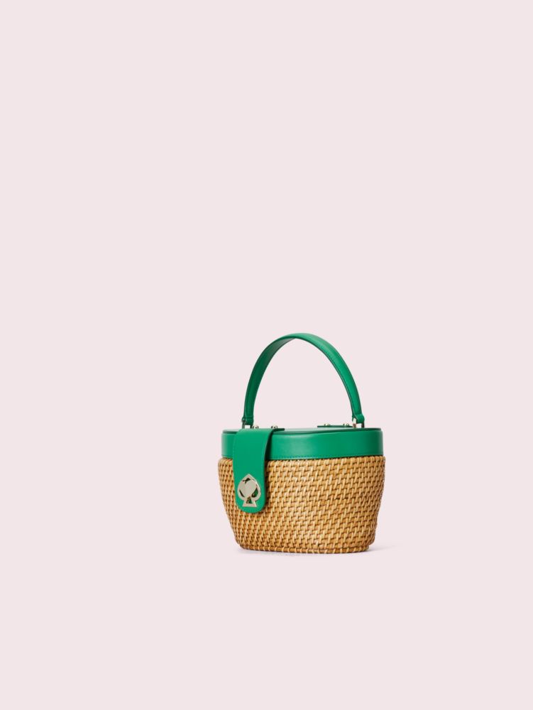 Kate Spade,rose medium top handle basket bag,Green Bean