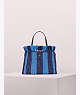 Kate Spade,sam stripe straw medium satchel,Blazer Blue Multi