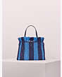 Kate Spade,sam stripe straw medium satchel,Blazer Blue Multi