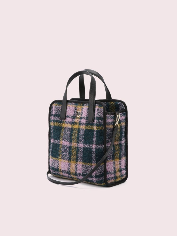 Kate Spade,Morley Plaid Medium North South Crossbody Tote,