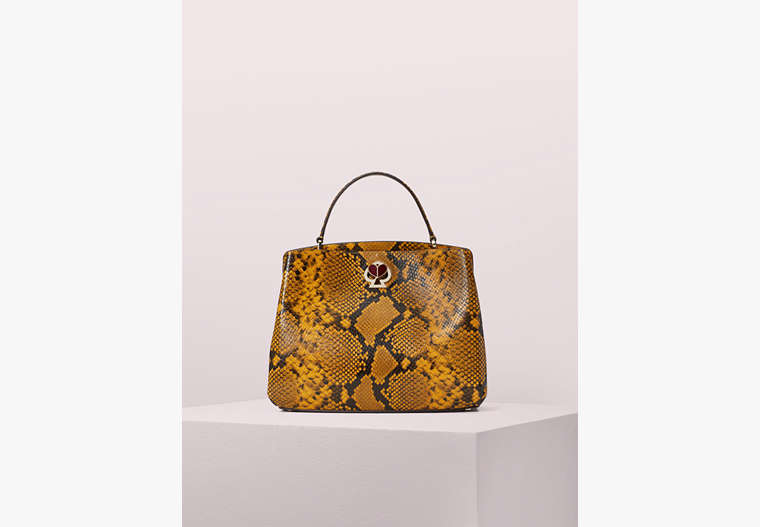 Kate Spade,romy snake-embossed medium satchel,Marigold