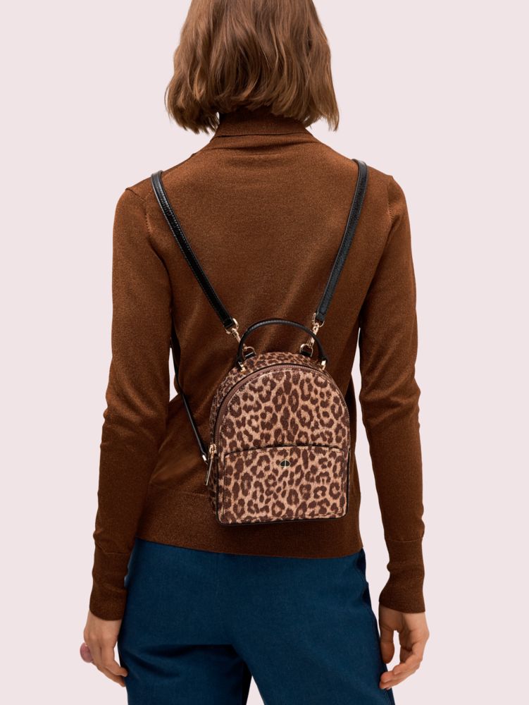 Kate Spade Adel Leopard Leather Flap Backpack K8464 Cheetah 