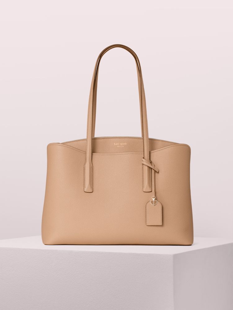 Kate Spade,margaux large work tote,tote bags,Large,Light Fawn