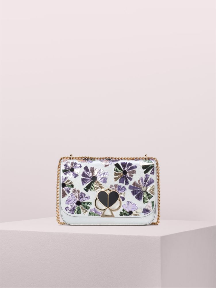Nicola Floral Twistlock Medium Convertible Chain Shoulder Bag, , Product