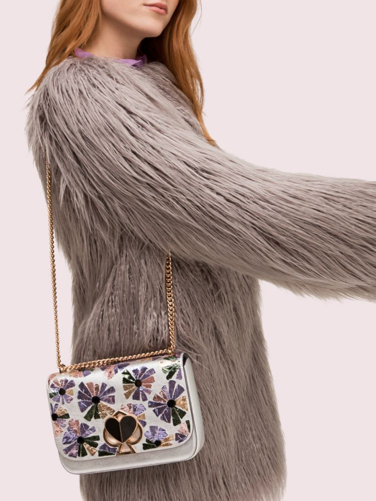 Nicola Floral Twistlock Medium Convertible Chain Shoulder Bag, , Product