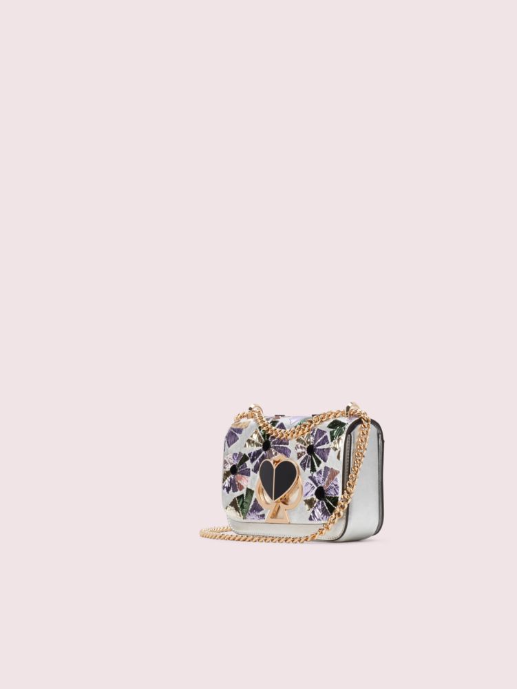 Kate Spade,Nicola Floral Twistlock Small Convertible Chain Shoulder Bag,