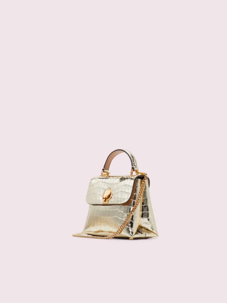 Kate Spade,Romy Metallic Croc-embossed Mini Top Handle Bag,