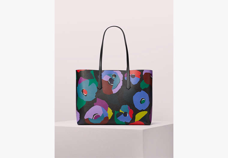 Kate Spade,molly floral collage large tote,Black Multi