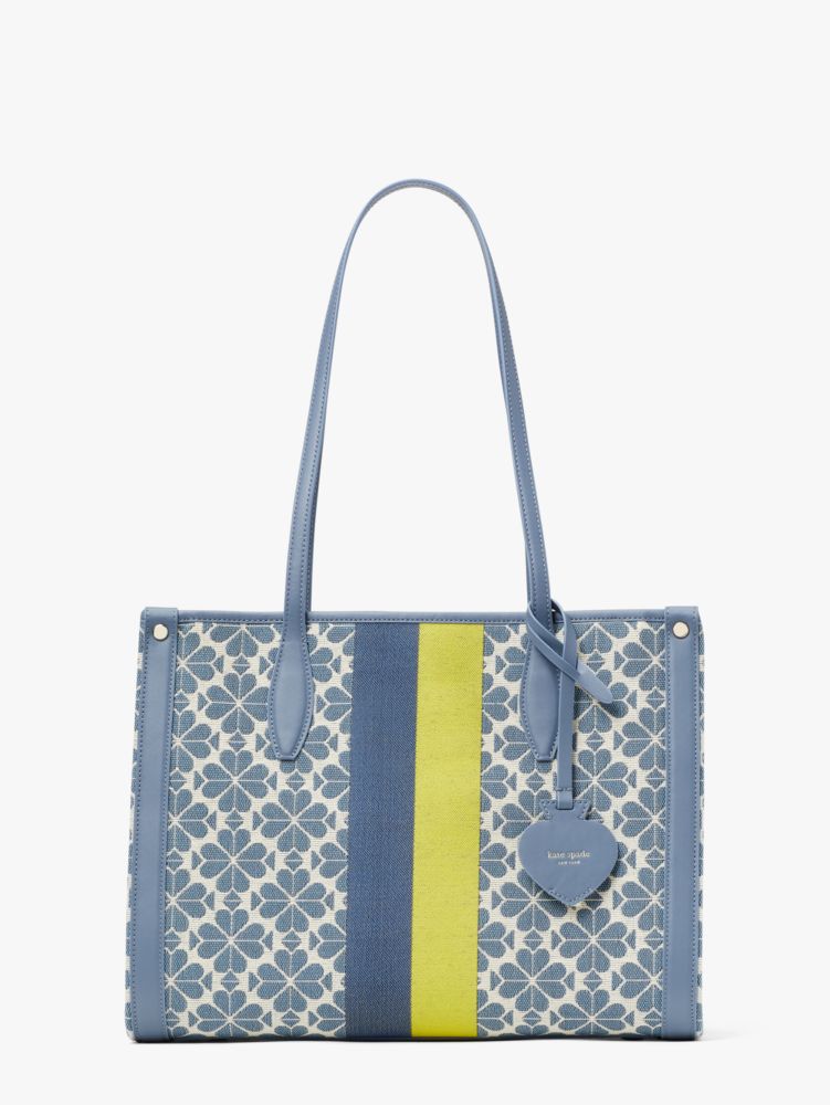 Kate Spade,Spade Flower Jacquard Stripe Market Medium Tote,tote bags,Medium,Work,Morning Sky Multi