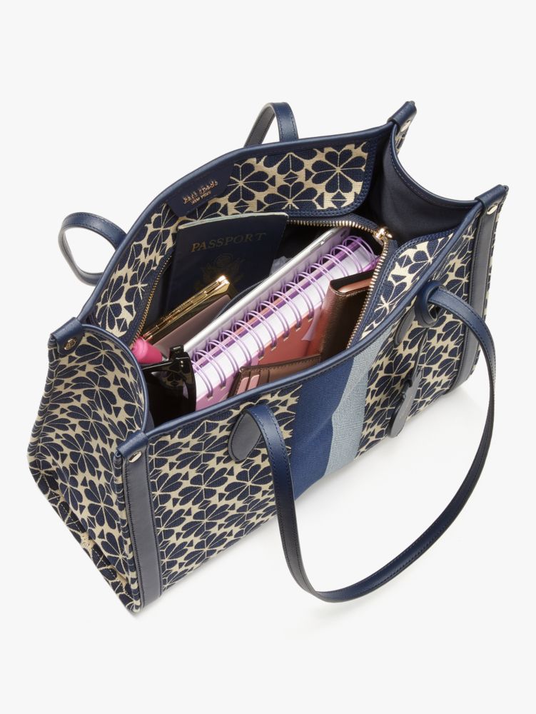 Kate Spade New York Women's Spade Flower Jacquard Market Medium Tote - Blue  Multi 