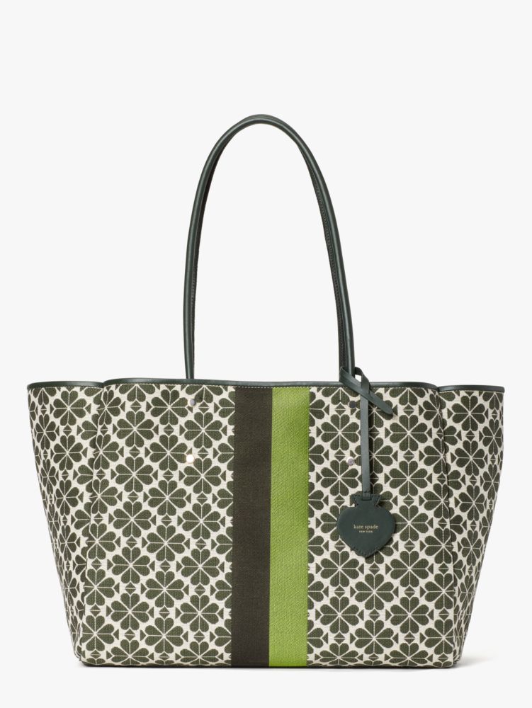 Oversized Spade Flower Jacquard Stripe Manhattan Large Tote