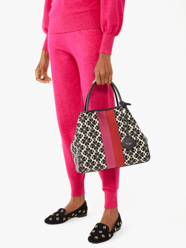 Kate Spade,スペード フラワー ジャカード ストライプ エブリシング ミディアム トート,バッグ,ﾅﾁｭﾗﾙ