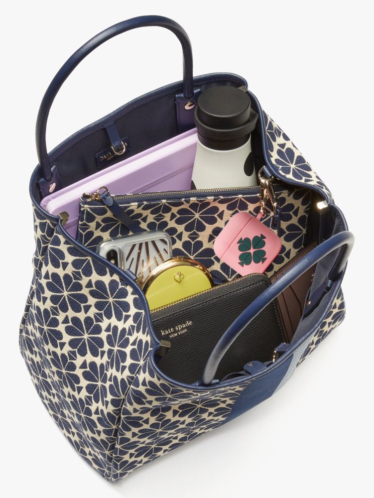 Kate Spade,スペード フラワー ジャカード ストライプ エブリシング ミディアム トート,バッグ,ﾅﾁｭﾗﾙ