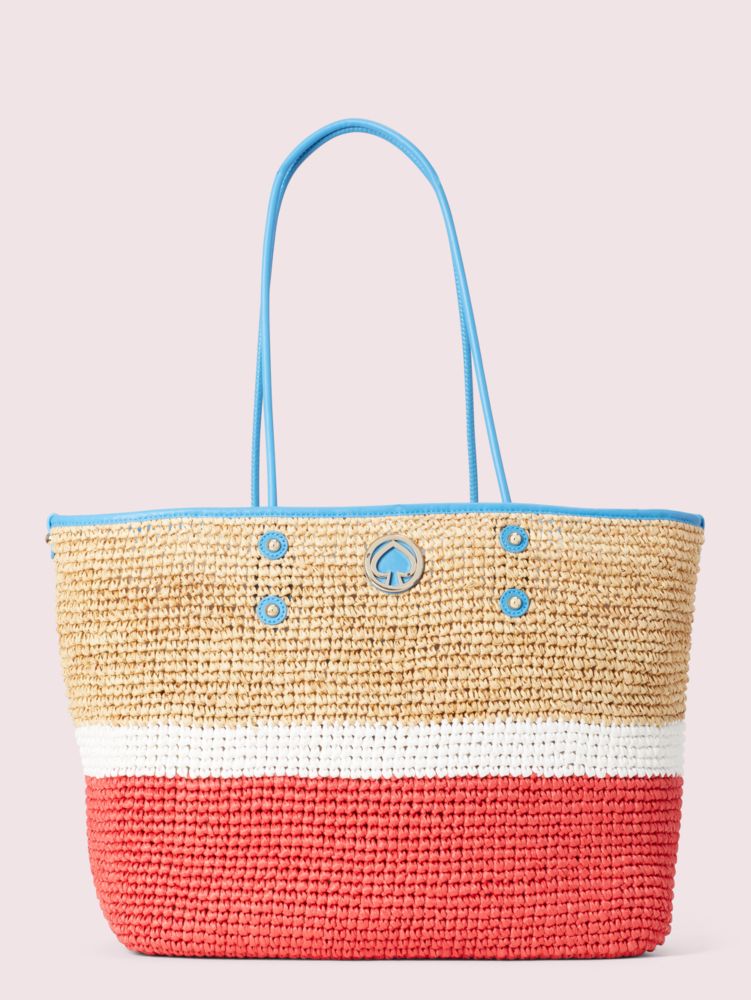 Kate spade white straw on sale bag