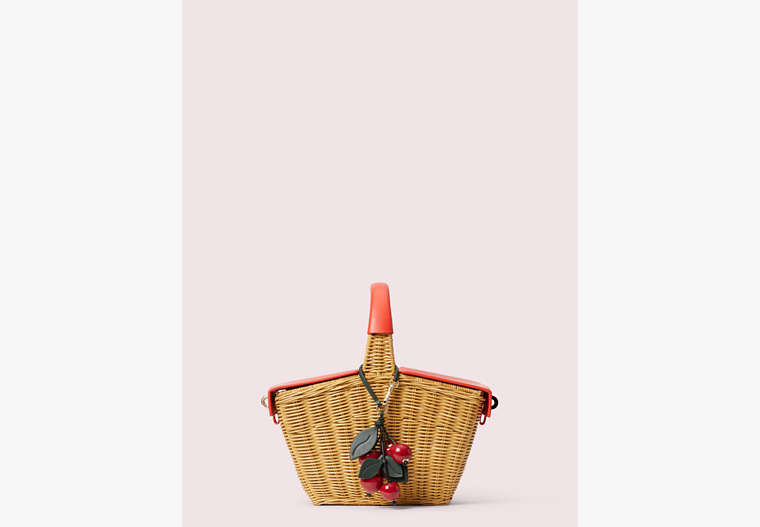 Kate Spade,picnic 3d wicker picnic basket,satchels,Natural Multi