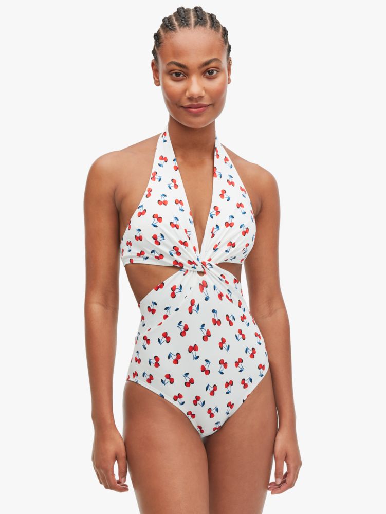 Cherry Toss Knotted Halter One Piece | Kate Spade New York