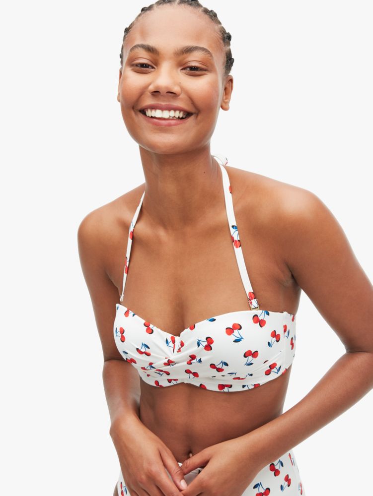 Cherry Toss Molded-cup Bandeau Bikini Top, , Product
