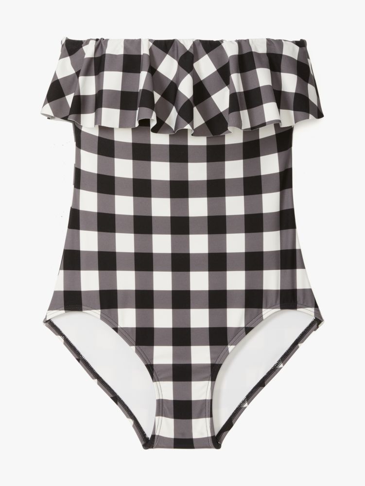 Shoreside Plaid Ruffle Bandeau One-piece, , Product