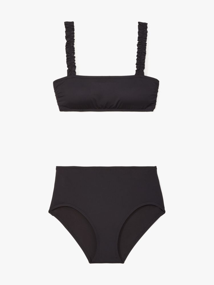 Kate Spade,cabana high-waist bikini bottom,swimwear,Black