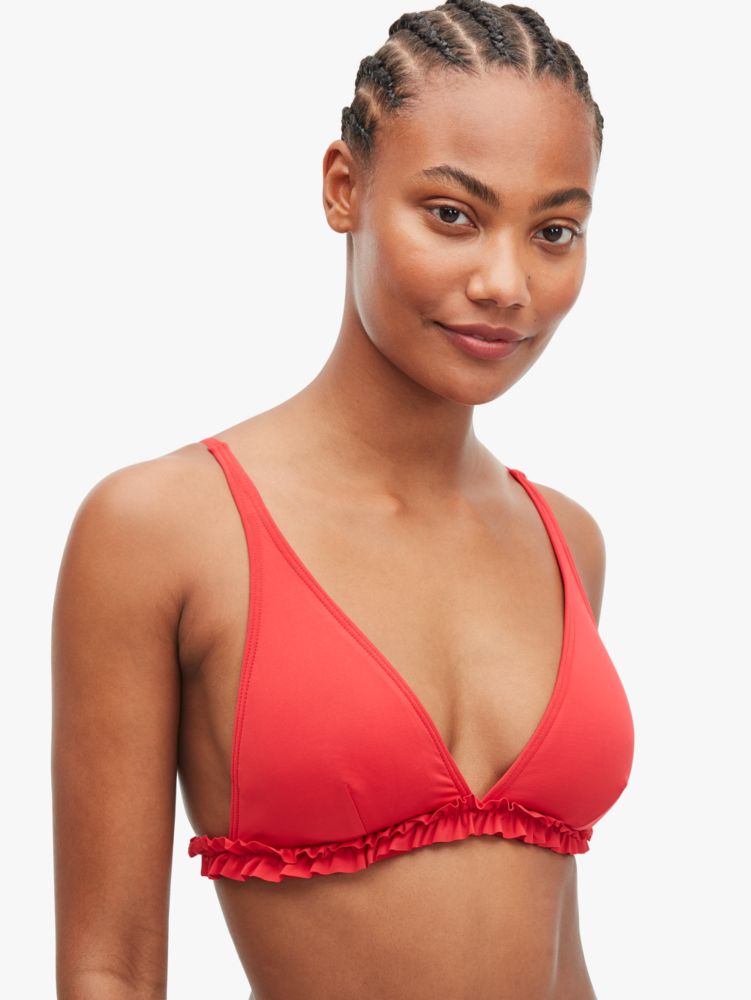 Cabana Mini French Ruffle Bikini Top, Tamarillo, Product