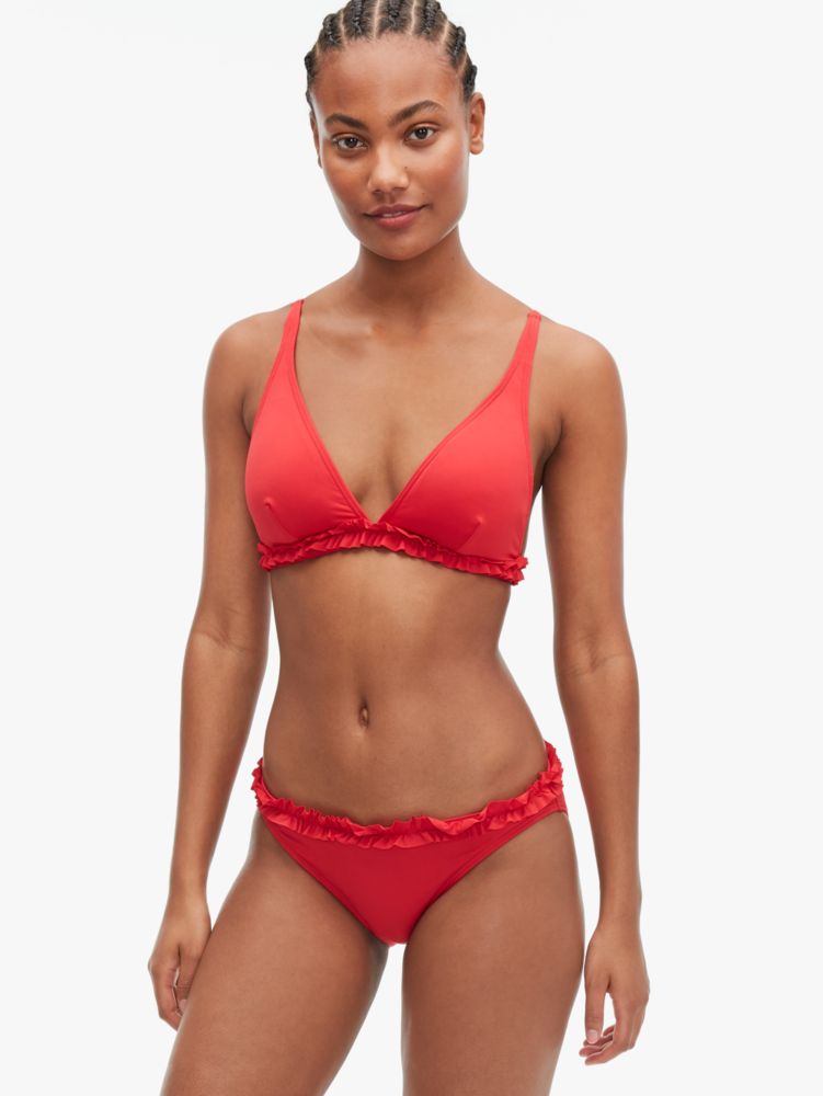 Cabana Mini French Ruffle Bikini Top, Tamarillo, Product